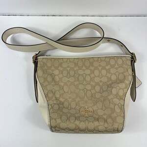 Coach Beige & Cream Jacquard Dufflette Bag